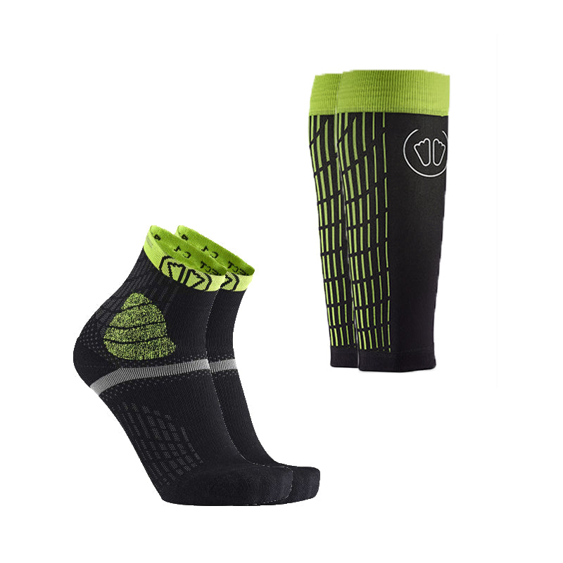 Trail Protect Socken + Ultralight Run Calf schwarz/gelb