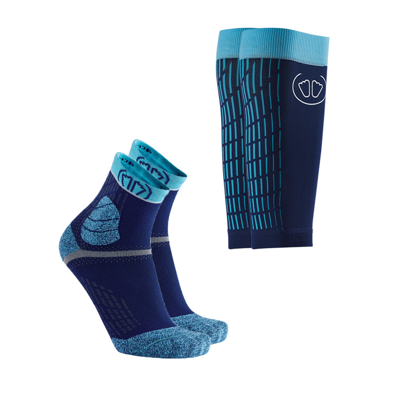 Trail Protect socks + Ultralight Run Calf sleeves Blue/Turquoise